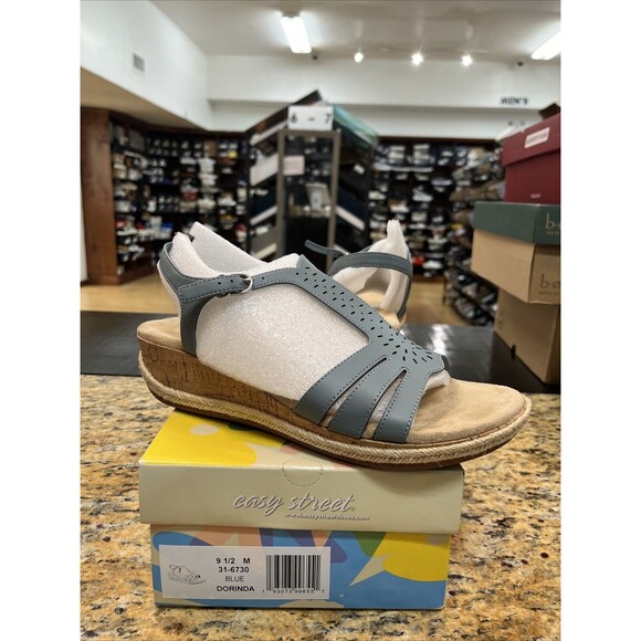 Easy Street Women's Dorinda Blue Espadrilles Slingbacks Buckle Shoes Size 9.5M - Picture 1 of 6